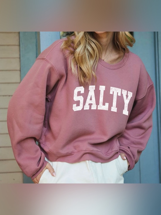 Oat Collective Sweaters - Salty Graphic Fleece Pullover Sweatshirt by OAT COLLECTIVE